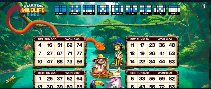 Snímek obrazovky Amazon Wildlife Bingo