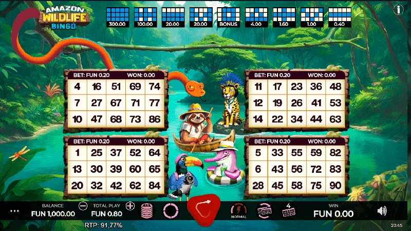 Snímek obrazovky Amazon Wildlife Bingo