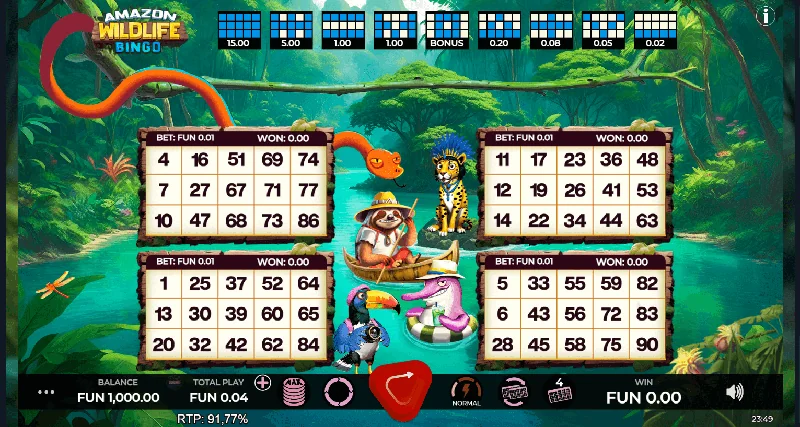 Snímek obrazovky Amazon Wildlife Bingo