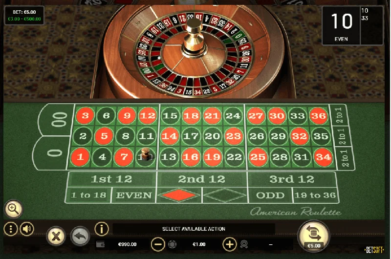 Snímek obrazovky American Roulette