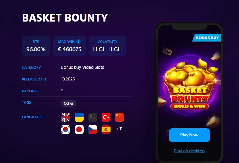Snímek obrazovky hry Basket Bounty
