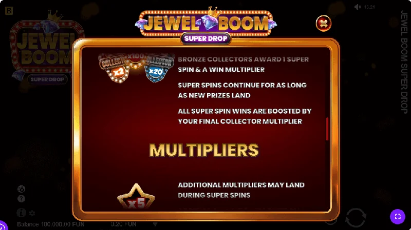 Snímek obrazovky Jewel Boom Super Drop