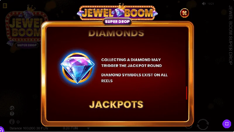 Snímek obrazovky Jewel Boom Super Drop