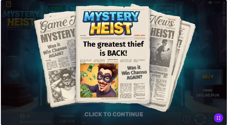 Snímek obrazovky Mystery Heist