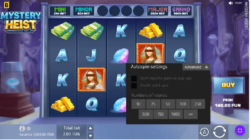 Snímek obrazovky Mystery Heist