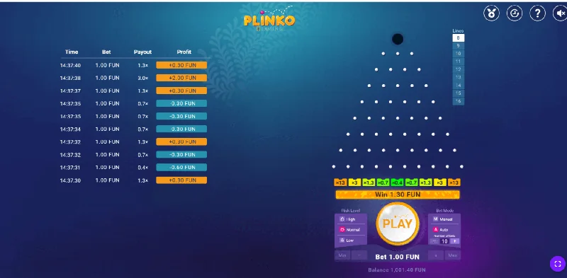 Plinko Snímek obrazovky