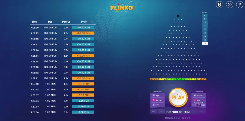 Plinko Snímek obrazovky
