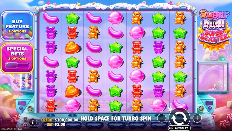 Sugar Rush Super Scatter Snímek obrazovky