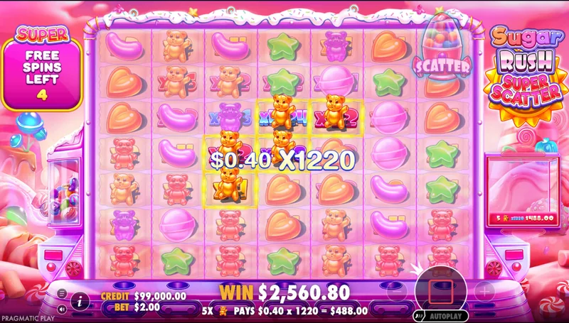 Sugar Rush Super Scatter snímek obrazovky