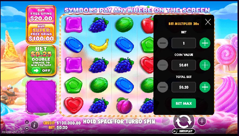 Snímek obrazovky Sweet Bonanza 1000