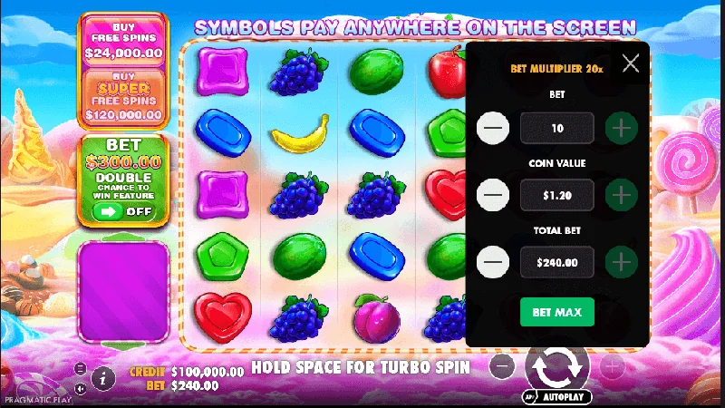 Snímek obrazovky hry Sweet Bonanza 1000