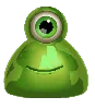 Symbol zelené jednoocké kapky Reactoonz 100